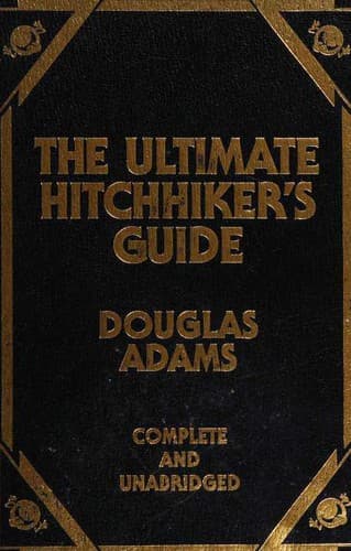Bìa sách Works (Hitch Hiker's Guide to the Galaxy / Restaurant at the End of the Universe / Life, the Universe and Everything / So Long, and Thanks for All the Fish / Mostly Harmless / Young Zaphod Plays it Safe)