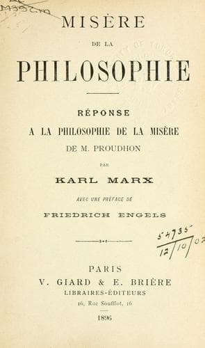 Bìa sách Misère de la philosophie