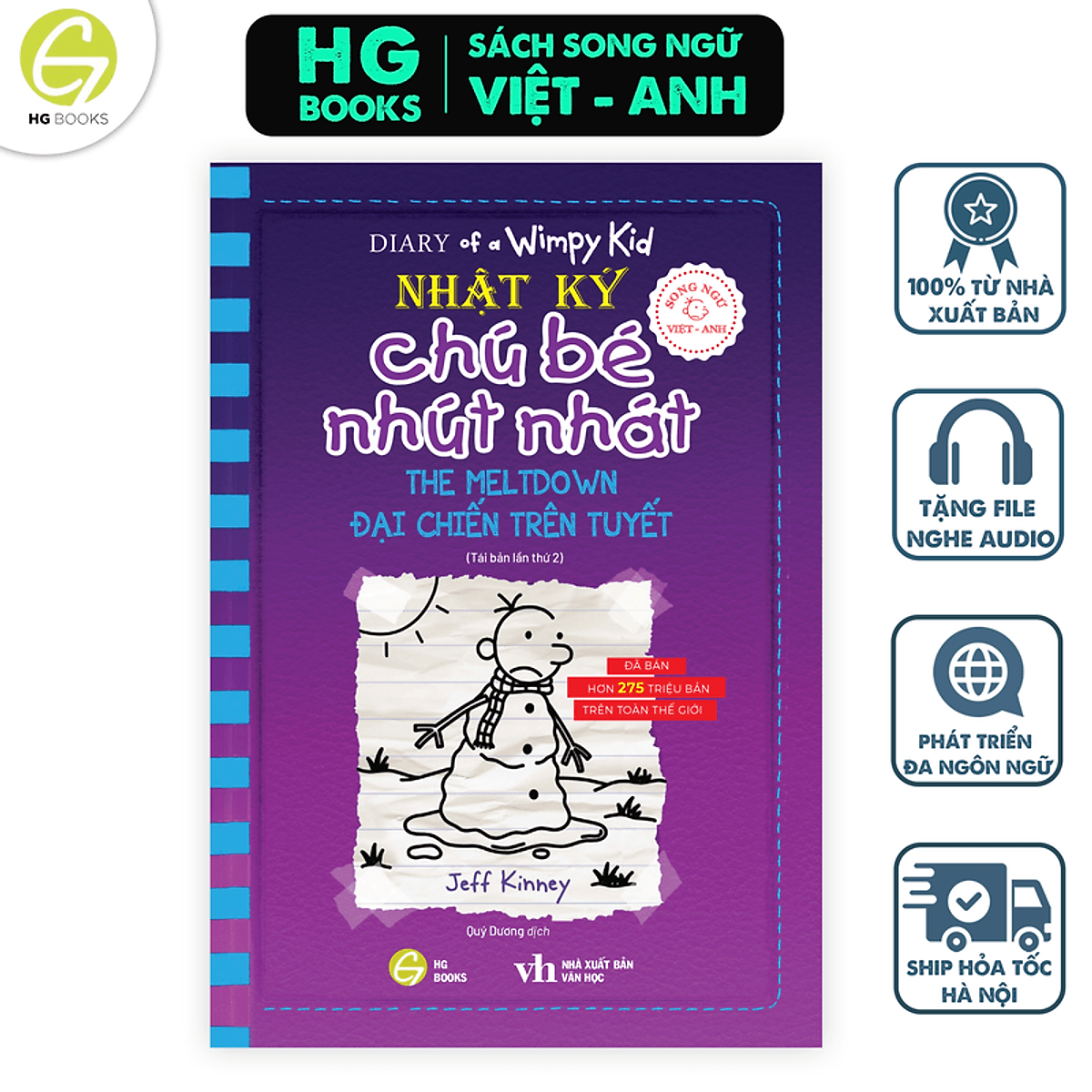 Bìa sách Nhật ký chú bé nhút nhát Song ngữ Việt-Anh Tập 13 (Đại chiến trên tuyết)