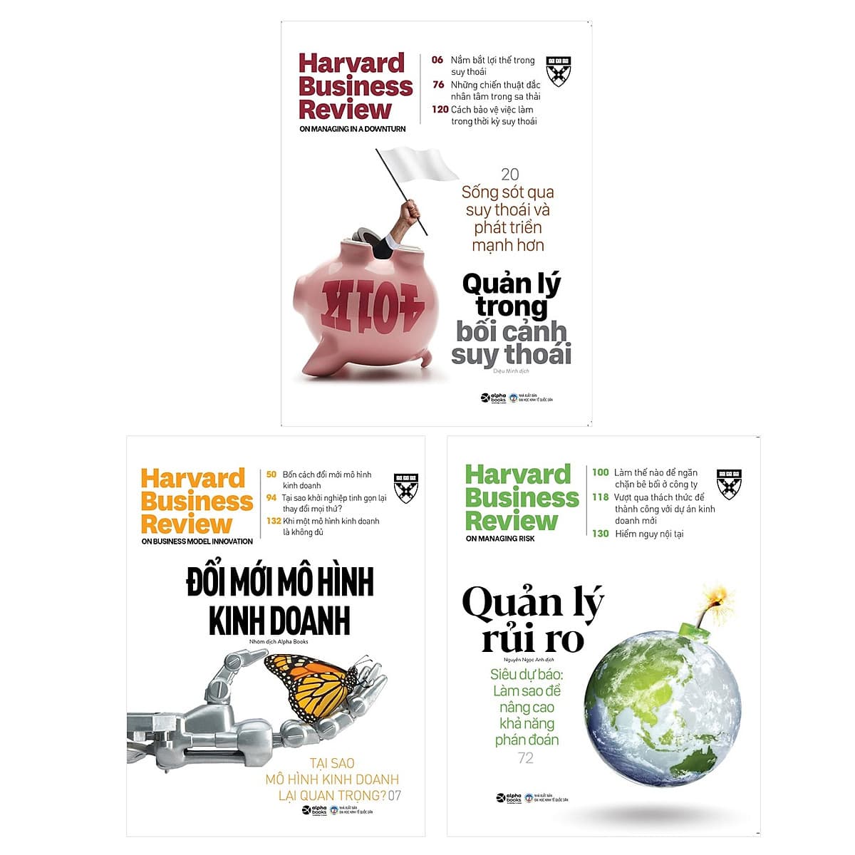 Bìa sách Combo Harvard Business Review Quản Lý Xuyên Khủng Hoảng: Cải Tiến Mô Hình Kinh Doanh + Quản Lý Trong Bối Cảnh Suy Thoái + Quản Lý Rủi Ro