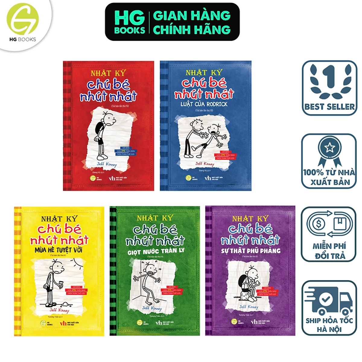 Bìa sách Combo 5 tập Nhật Ký Chú Bé Nhút Nhát bản Tiếng Việt - Diary Of A Wimpy Kid