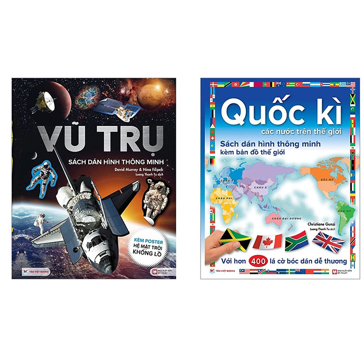 Bìa sách Combo: ( Trọn Bộ 2 Cuốn) Bộ Sách Quốc Kì Các Nước Trên Thế Giới + Vũ Trụ : Sách Dán Hình Thông Minh Kèm Bản Đồ Thế Giới - Với Hơn 400 Lá Cờ Bóc Dán