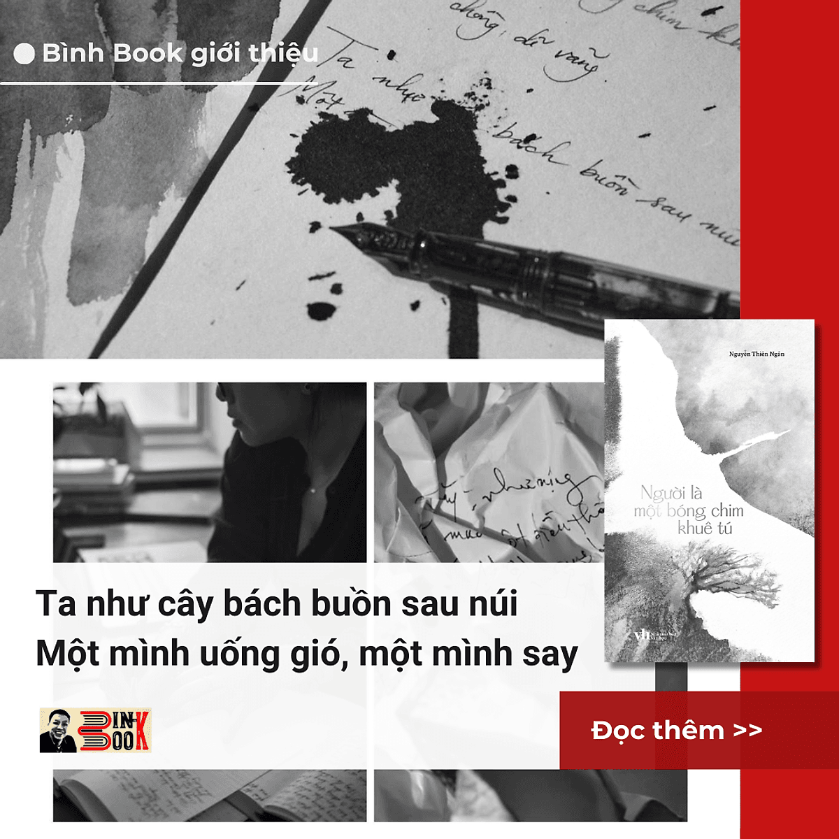 Bìa sách (Tập Thơ) NGƯỜI LÀ MỘT BÓNG CHIM KHUÊ TÚ - Nguyễn Thiên Ngân - Phục Hưng Books