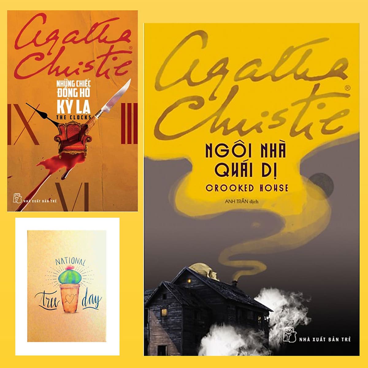 Bìa sách Combo Agatha Christie : Những Chiếc Đồng Hồ Kỳ Lạ và Ngôi Nhà Quái Dị ( Tặng Kèm Sổ Tay Xương Rồng)
