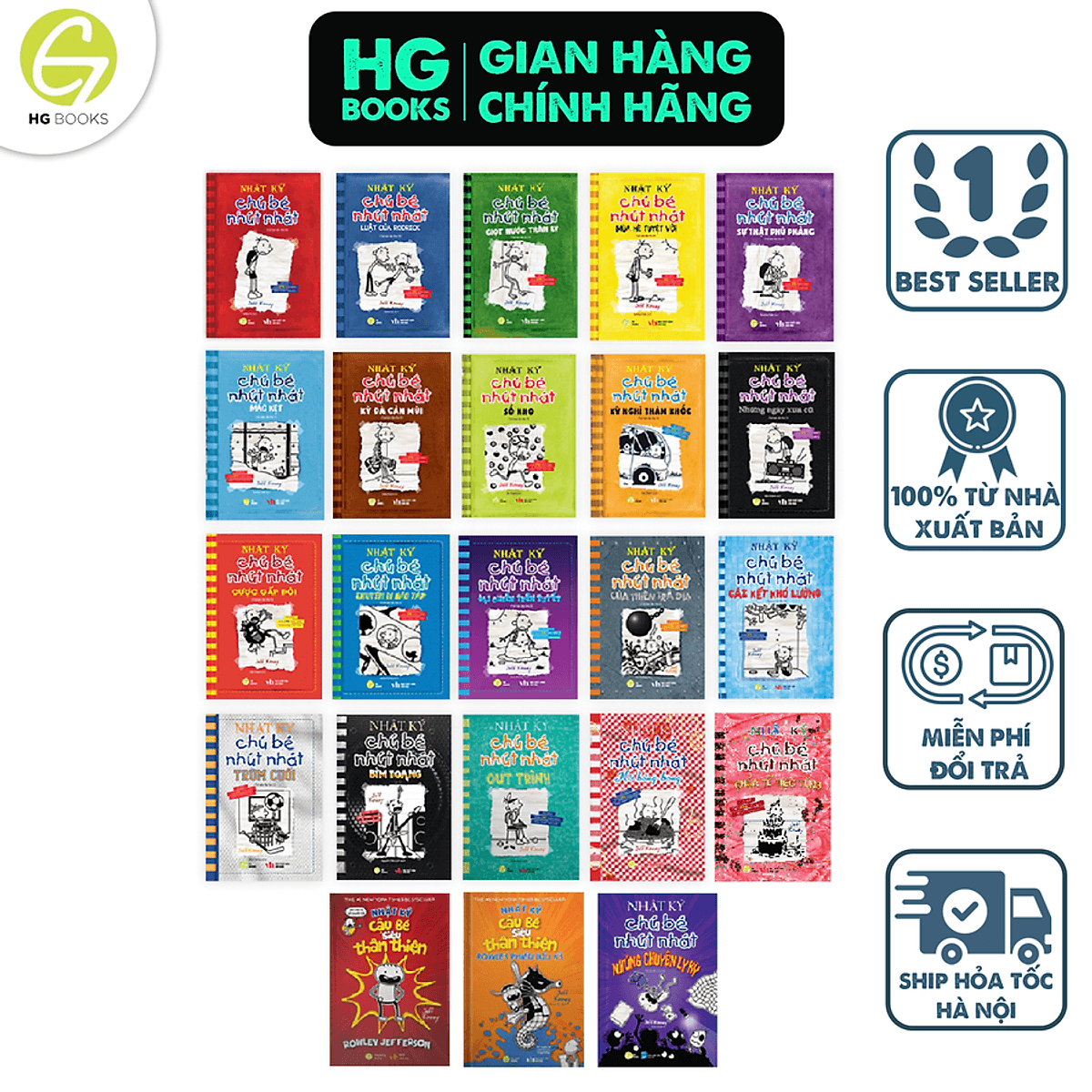Bìa sách Trọn bộ Nhật ký chú bé nhút nhát Tiếng Việt (23 cuốn)