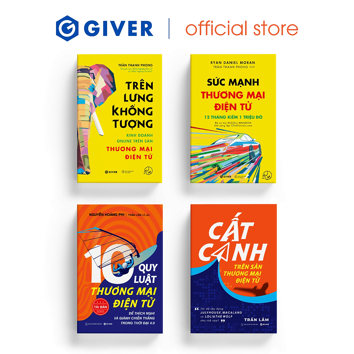 Bìa sách Trọn Bộ 4 Quyển Sách Trên Lưng Khổng Tượng - Kinh Doanh Online Trên Sàn Thương Mại Điện Tử - Khởi Nghiệp Với Bán Hàng Qua Mạng và Nhãn Hàng Riêng
