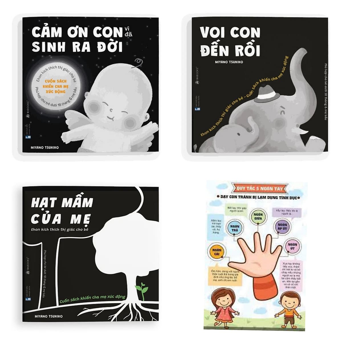 Bìa sách Combo 3 cuốn: CẢM ƠN CON + Tặng Kèm Poster An Toàn Cho Con ( Bộ sách kích thích thị giác nội dung tình cảm dành cho cả gia đình)