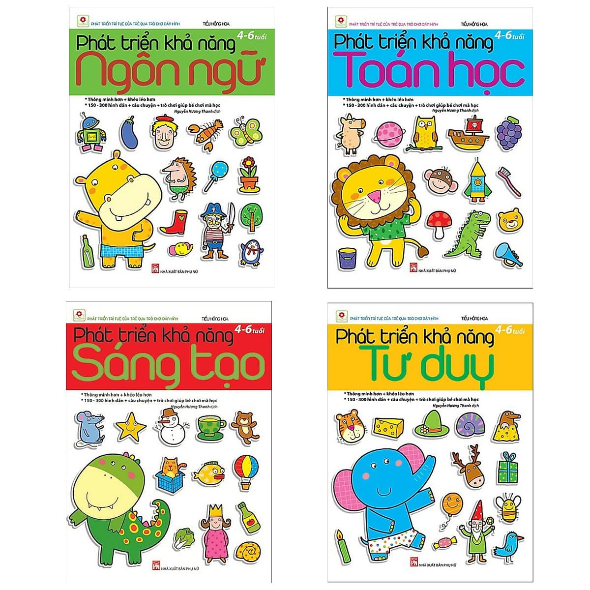 Bìa sách Combo 4 Cuốn Sách Phát Triển Khả Năng Cho Bé (4 - 6 Tuổi): Sáng Tạo + Tư Duy + Ngôn Ngữ + Toán Học