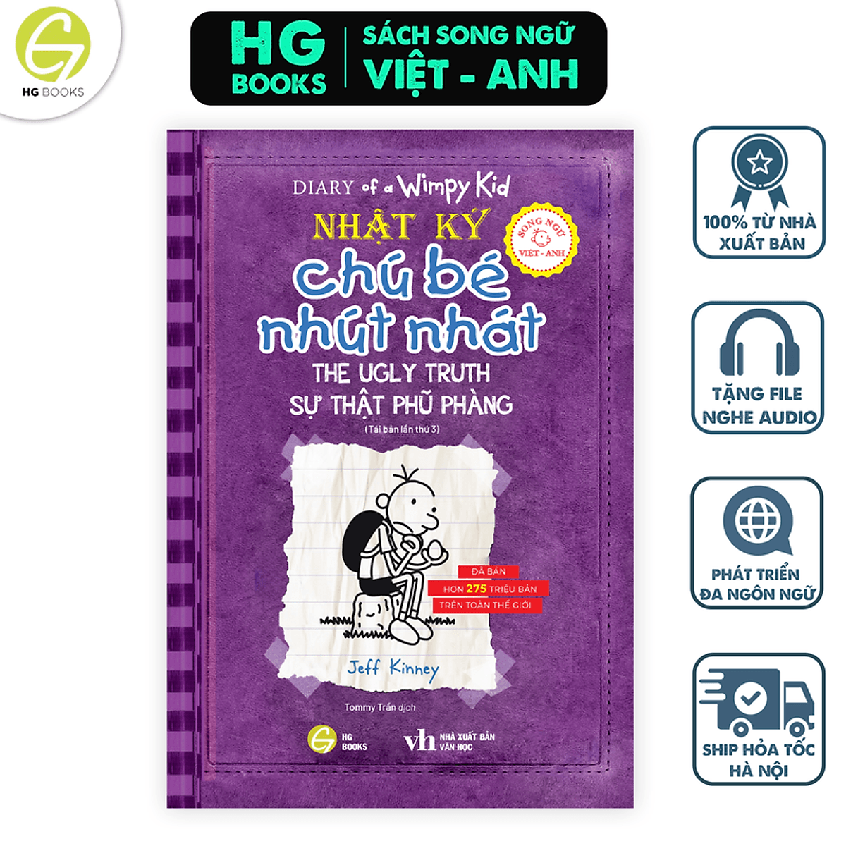 Bìa sách Nhật Ký Chú Bé Nhút Nhát song ngữ Việt-Anh Tập 5 Sự Thật Phũ Phàng