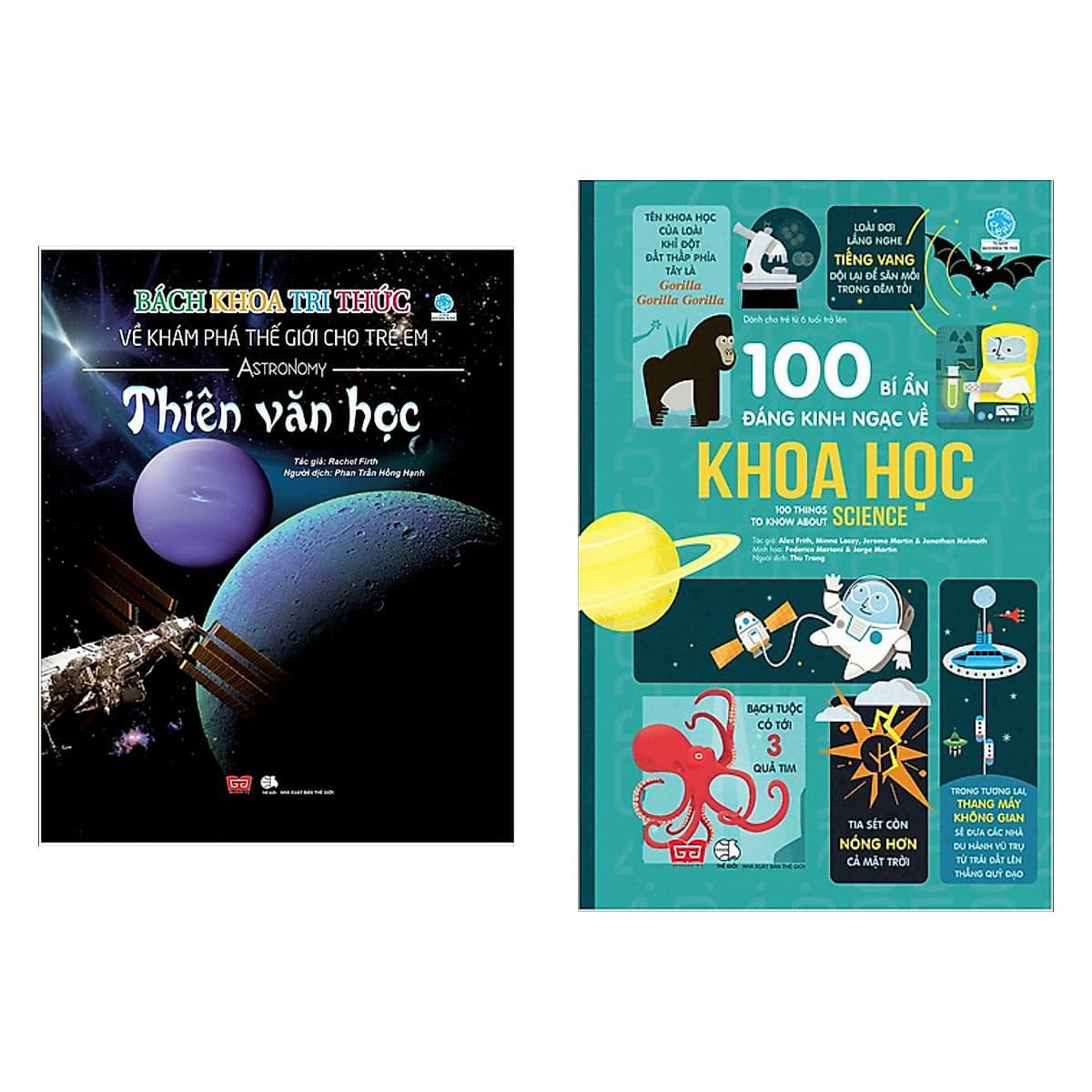 Bìa sách Combo 2 Cuốn Kiến Thức - Bách Khoa Cho Trẻ: Bách Khoa Tri Thức Về Khám Phá Thế Giới Cho Trẻ Em - Thiên Văn Học + 100 Bí Ẩn Đáng Kinh Ngạc Về Khoa Học (Bộ Sách Thiếu Nhi Bán Chạy Trong Tháng)