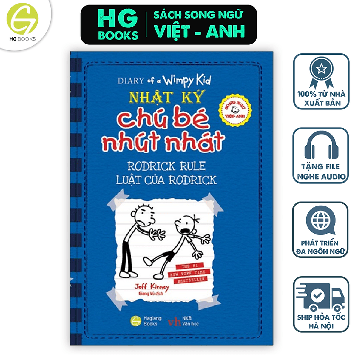Bìa sách Nhật Ký Chú Bé Nhút Nhát Song Ngữ Tập 2 - Luật của Rodrick - Diary Of A Wimpy Kid