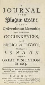 Bìa sách A Journal of the Plague Year: Being Observations or Memorials of the Most Remarkable Occurrences, as Well Public as Private, Which Happened in London During the Last Great Visitation in 1665. Written by a Citizen Who Continued All the While in London