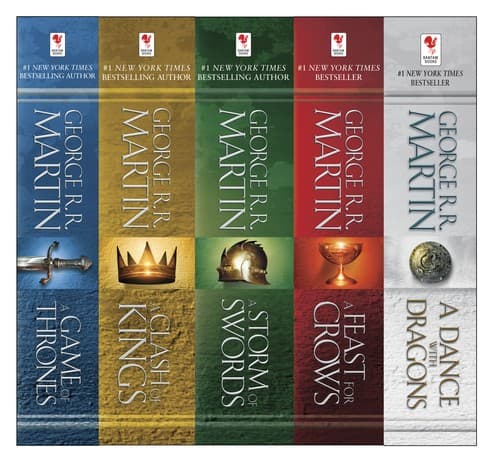 Bìa sách A Song of Ice and Fire (A Game of Thrones / A Clash of Kings / A Storm of Swords / A Feast for Crows / A Dance with Dragons)