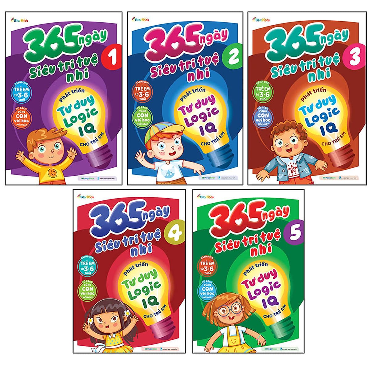 Bìa sách Combo 365 ngày siêu trí tuệ nhí - Phát triển tư duy logic IQ cho trẻ em (5 cuốn)