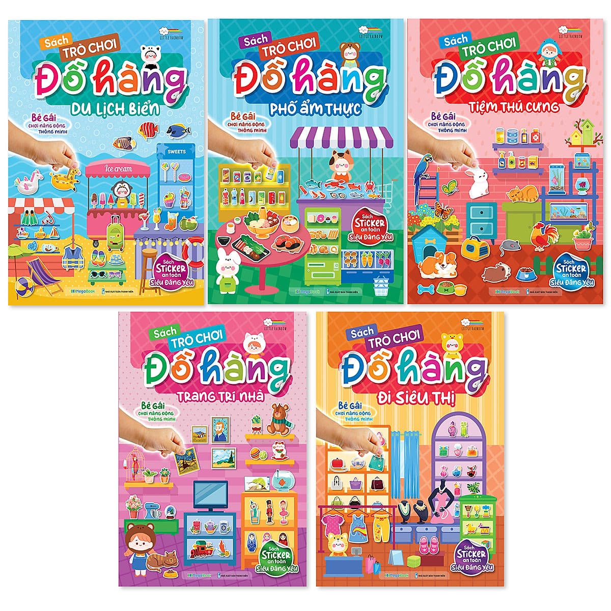 Bìa sách Combo 5 cuốn Sách Trò chơi Đồ hàng cho bé gái (Hơn 1000 Stickers)
