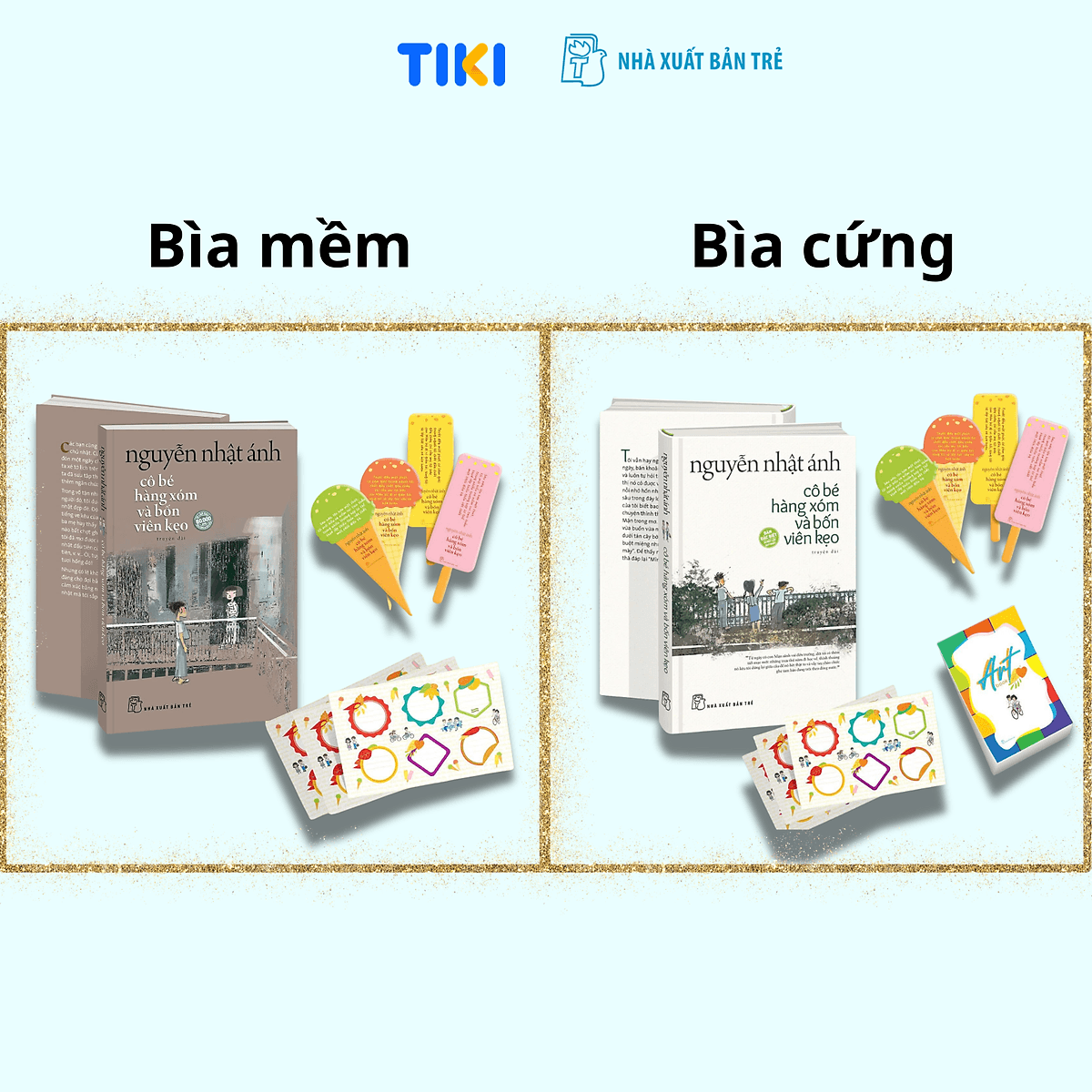 Bìa sách Cô Bé Hàng Xóm Và Bốn Viên Kẹo (Nguyễn Nhật Ánh) - 2 phiên bản & quà tặng kèm