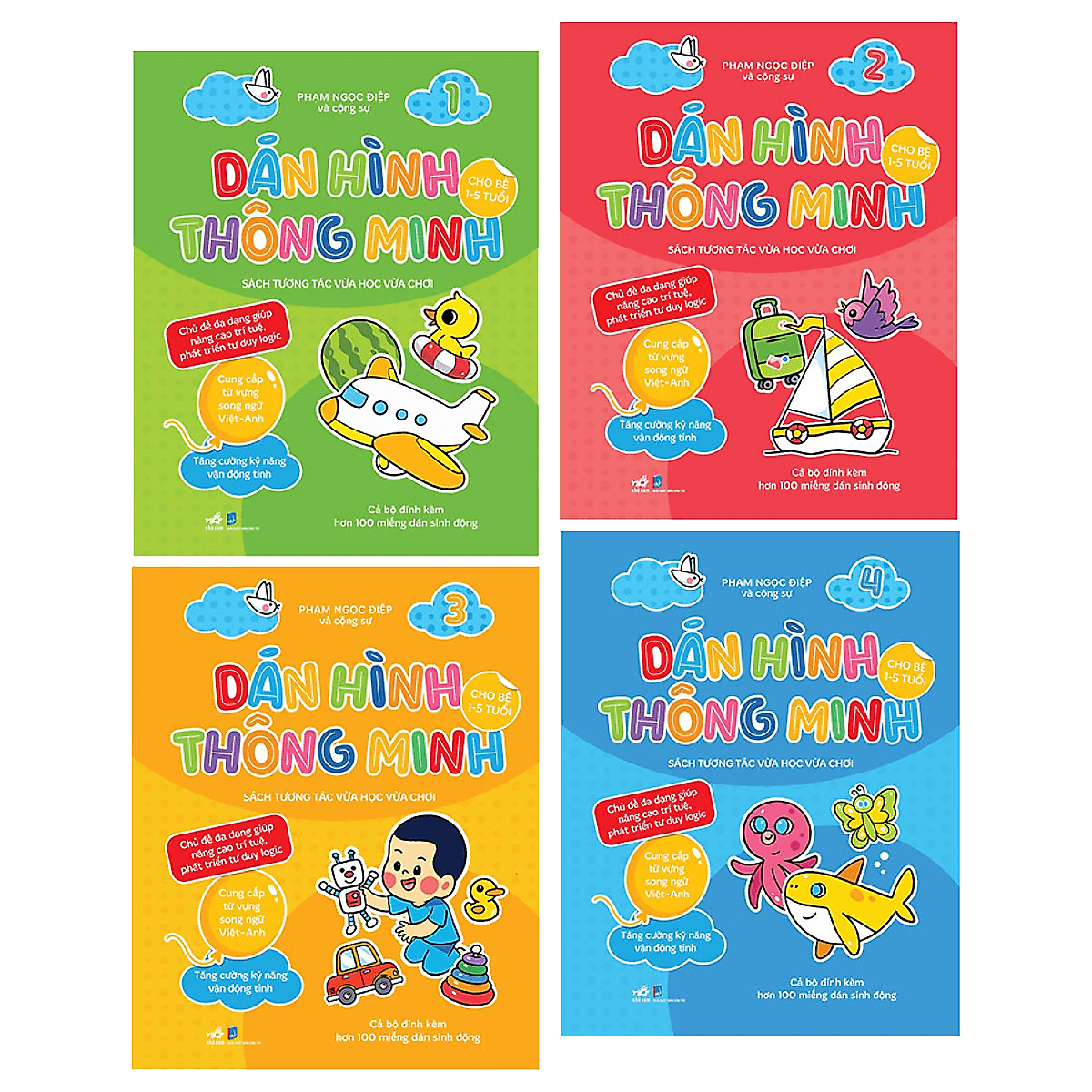 Bìa sách Bộ 4 cuốn "Dán hình thông minh cho bé 1-5 tuổi Sách tương tác vừa học vừa"