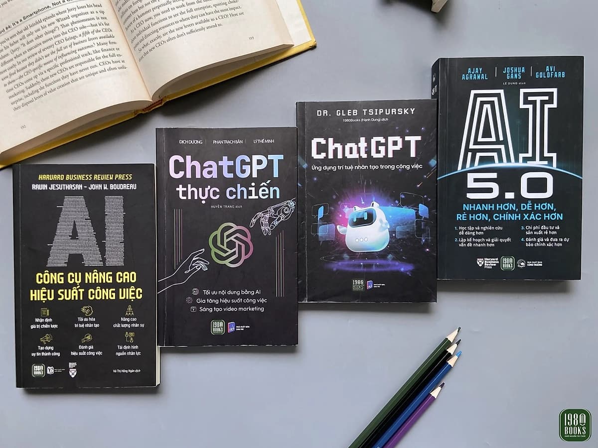 Bìa sách Combo Sách - 4 cuốn: Chat GPT + Chat GPT thực chiến + AI 5.0 + AI Công cụ nâng cao hiệu suất công việc