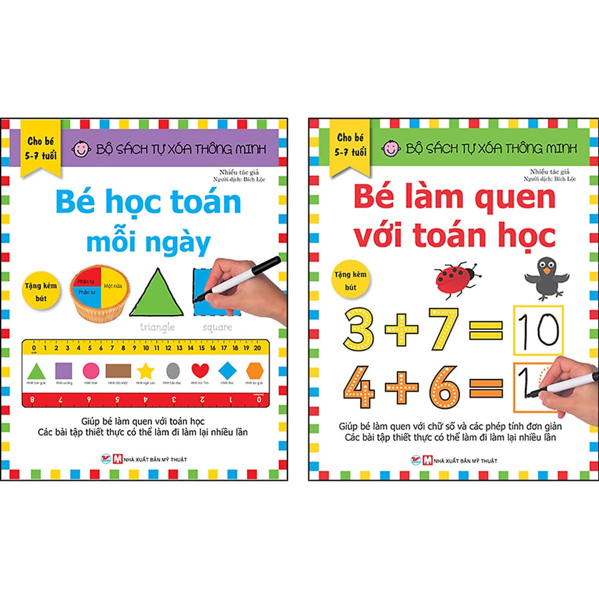Bìa sách Combo Trọn Bộ 2 Cuốn: Bộ Sách Tự Xóa Thông Minh - Bé Học Toán Mỗi Ngày + Bé Làm Quen Với Toán Học ( 5 -7 tuổi )