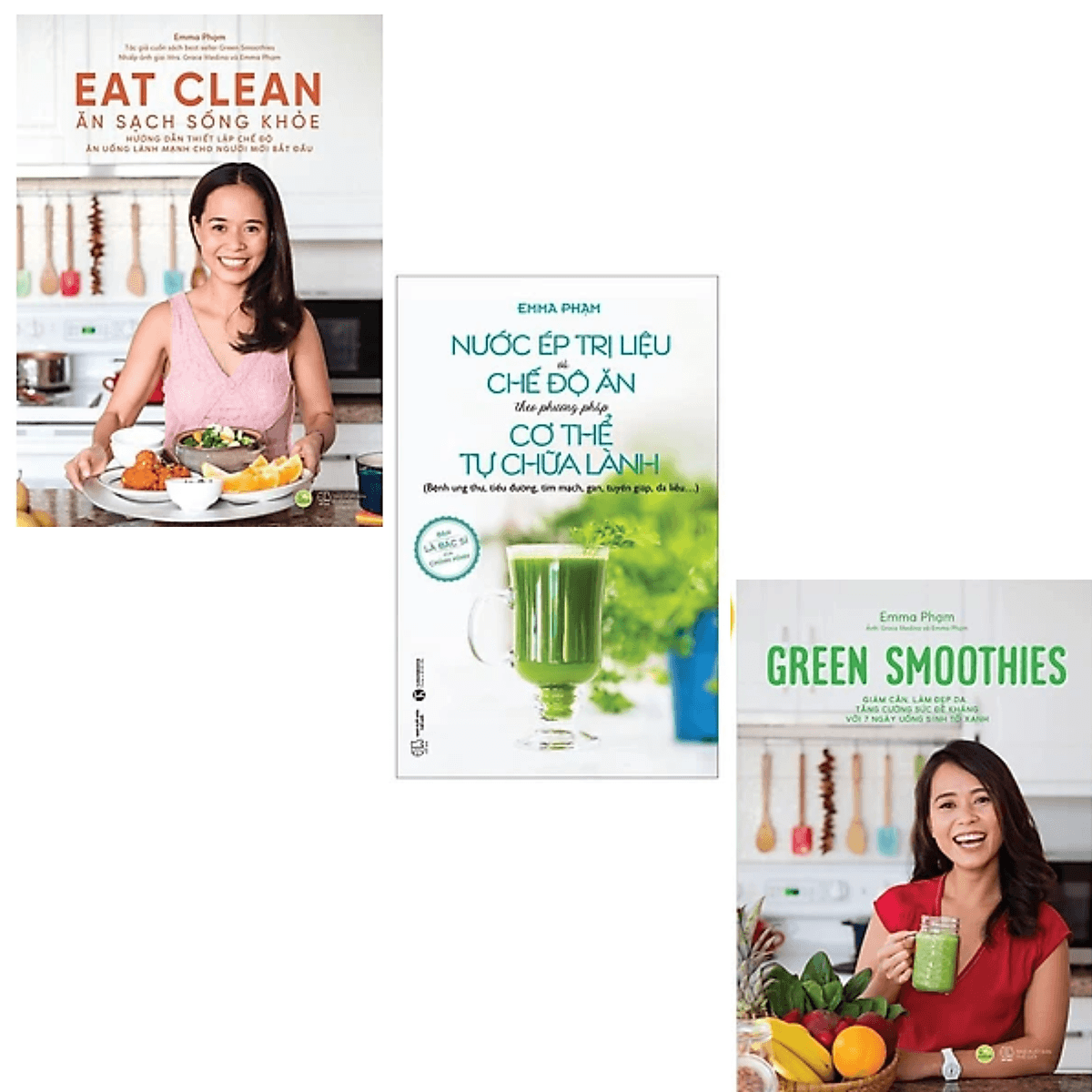 Bìa sách Combo 3 Cuốn Ăn Uống Lành Mạnh Của Emma Phạm: Eat Clean - Ăn Sạch Sống Khỏe + Green Smoothies + Nước Ép Trị Liệu Và Chế Độ Ăn Theo Phương Pháp Cơ Thể Tự Chữa Lành