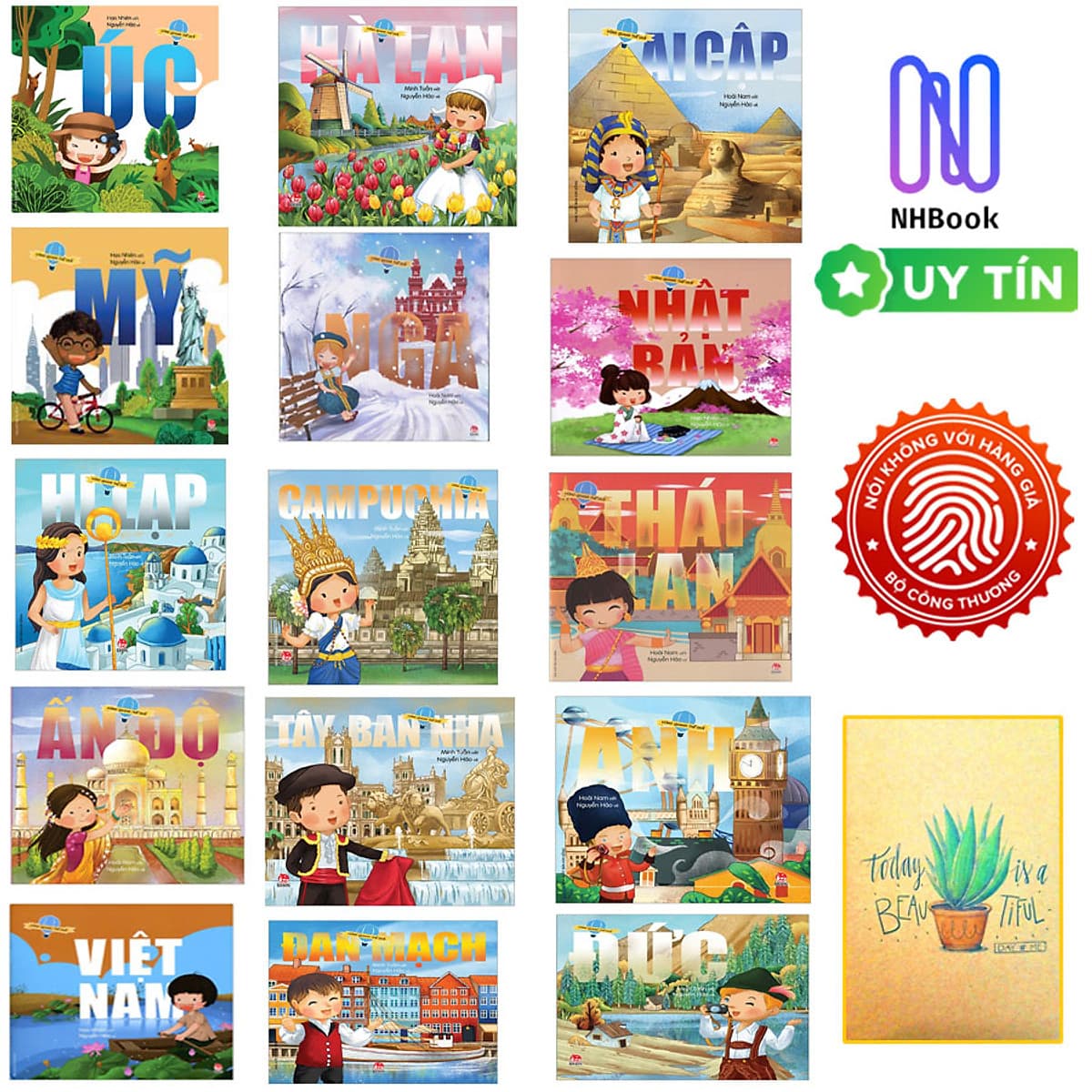Bìa sách Thiếu Nhi : Vòng Quanh Thế Giới ( Bộ 15 Cuốn )- Úc, Mỹ, Hà Lan, Ai Cập, Hi Lạp, Campuchia, Nhật Bản, Nga, Anh, Tây Ban Nha, Ấn Độ, Thái Lan, Đức, Đan Mạch, Việt Nam- NXB KIM ĐỒNG ( Tặng Kèm Sổ Tay Xương Rồng )