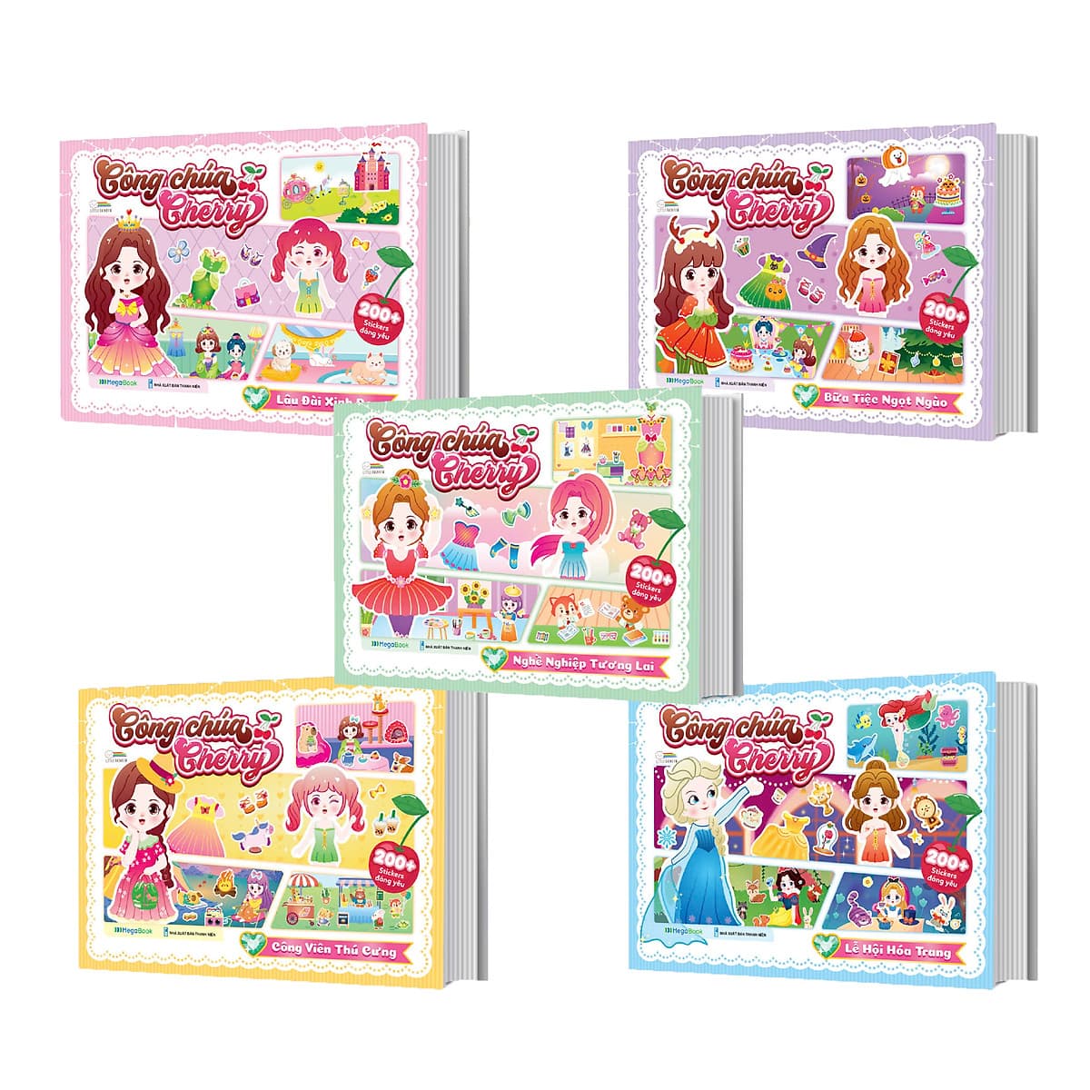 Bìa sách Combo 5 Cuốn Công chúa Cherry - Sách bóc dán sticker cho bé gái