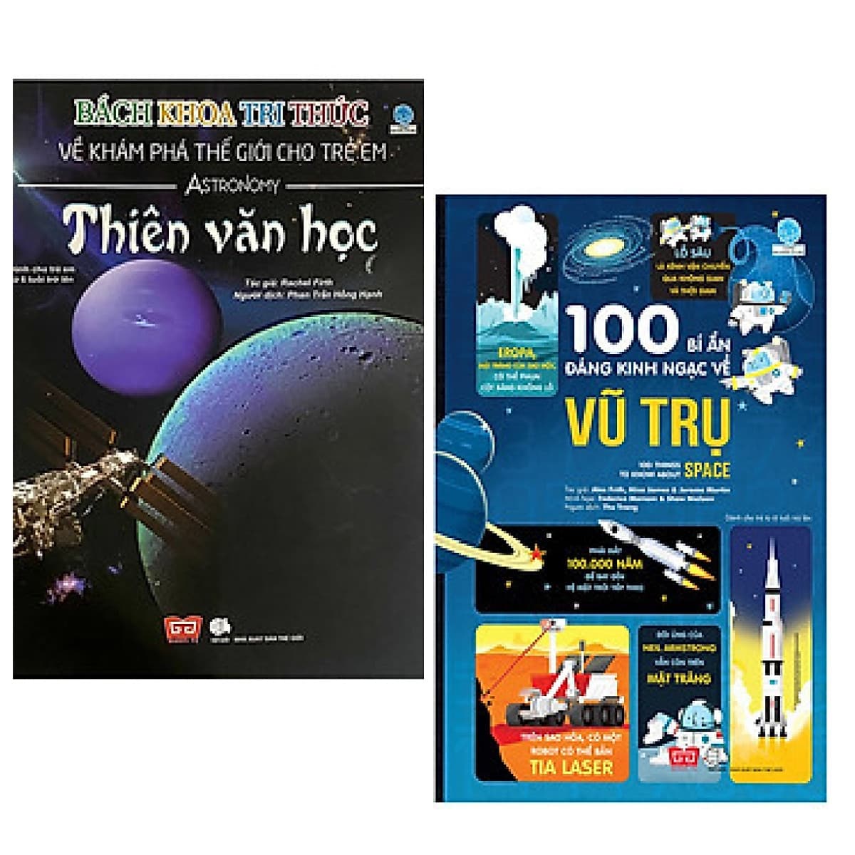 Bìa sách Combo 2 Cuốn Kiến Thức - Bách Khoa Cho Trẻ: Bách Khoa Tri Thức Về Khám Phá Thế Giới Cho Trẻ Em - Thiên Văn Học + 100 Bí Ẩn Đáng Kinh Ngạc Về Vũ Trụ (Bộ Sách Thiếu Nhi Bán Chạy)
